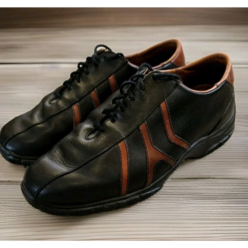 Allen Edmonds Mens 7.5 D Black Brown Leather Casual Oxford Comfort Shoes USA